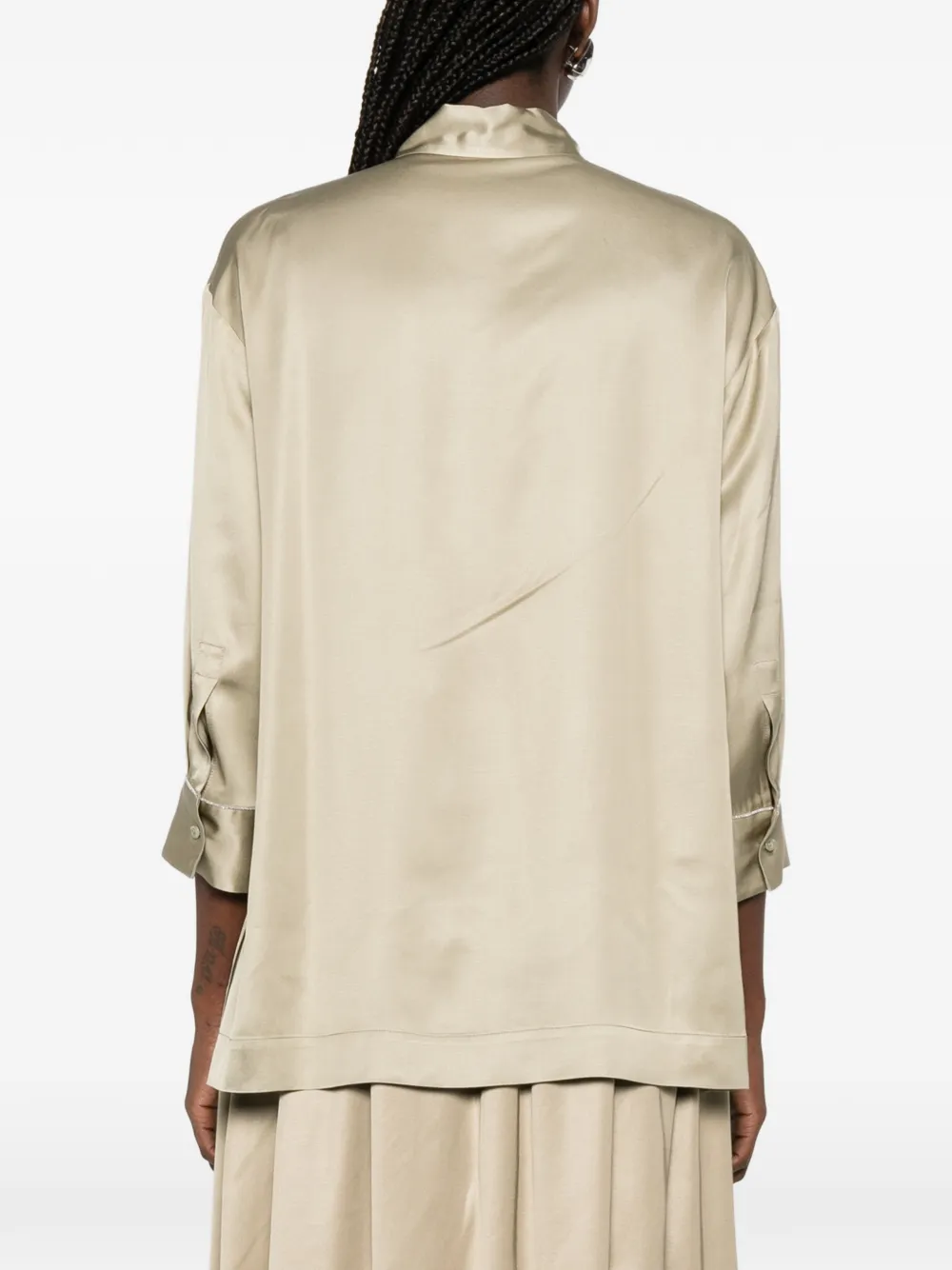 Peserico Top met manchetten met knopen Beige