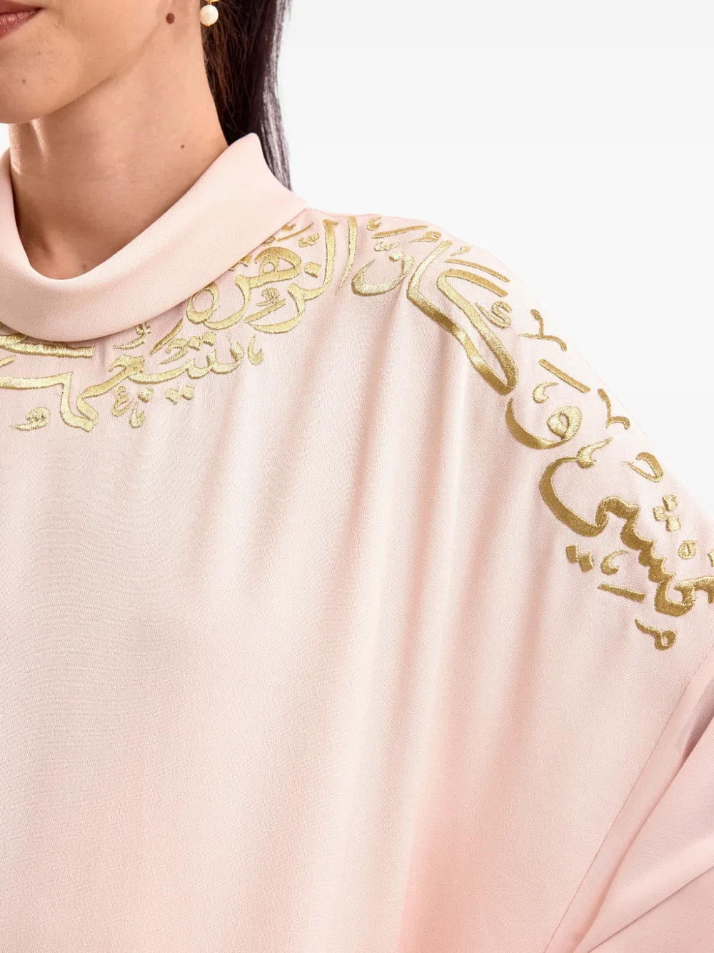 Gemy Maalouf Tuniek met geborduurde kalligrafie Roze