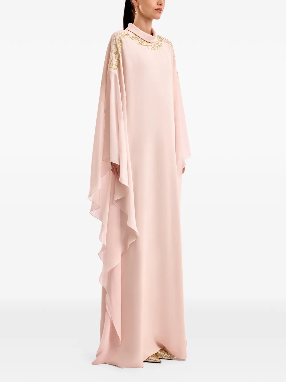 Gemy Maalouf Tuniek met geborduurde kalligrafie Roze