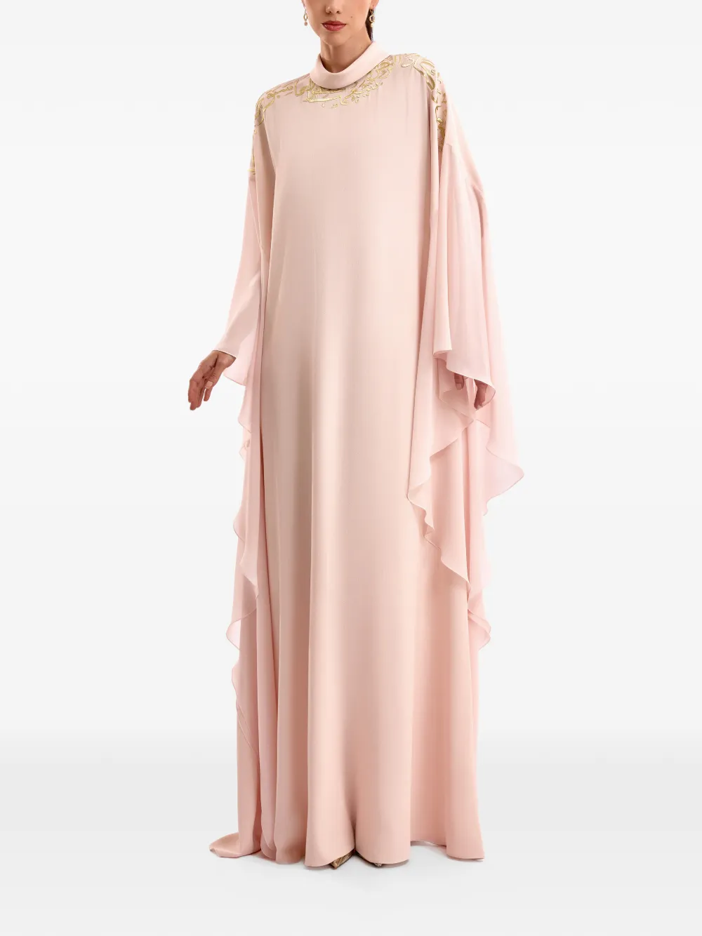 Gemy Maalouf Tuniek met geborduurde kalligrafie Roze