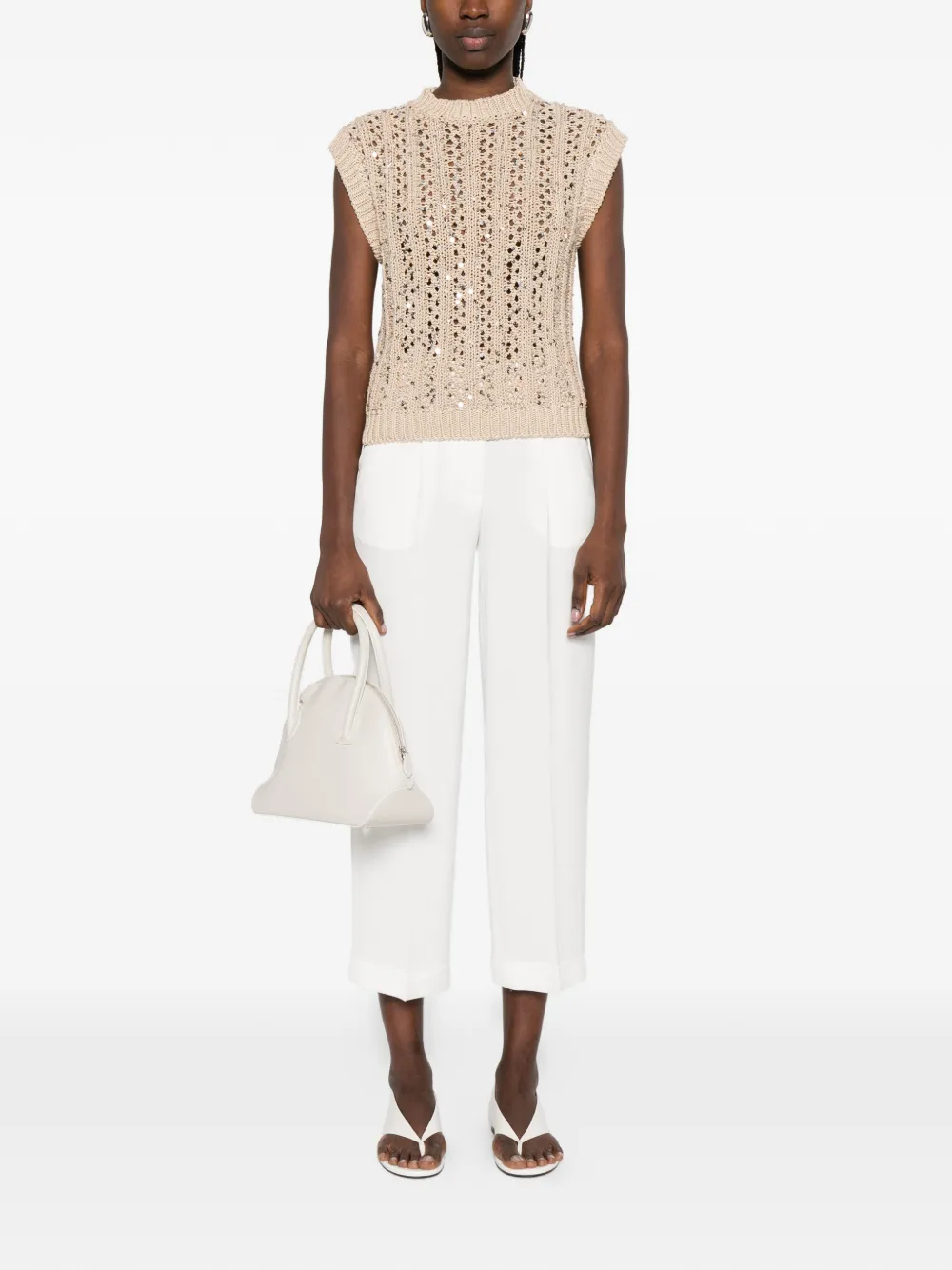  Peserico Sequin-embellished Vest - Neutrals 