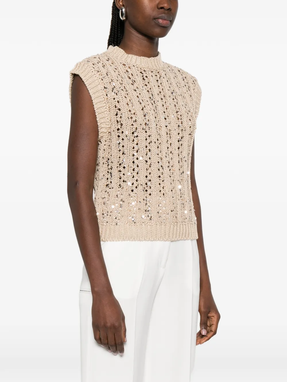  Peserico Sequin-embellished Vest - Neutrals 