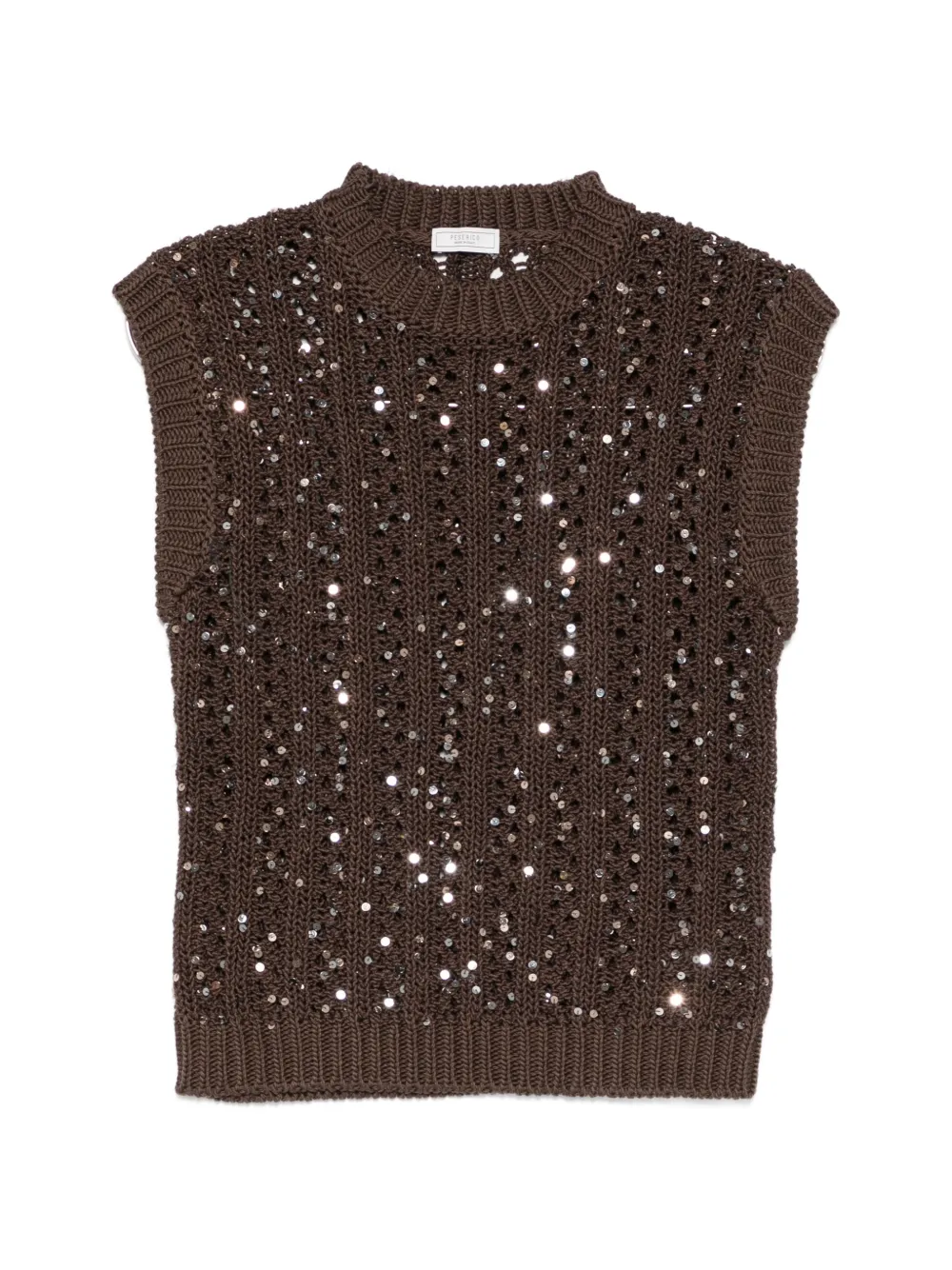 Peserico Sequin-embellished Vest In Brown