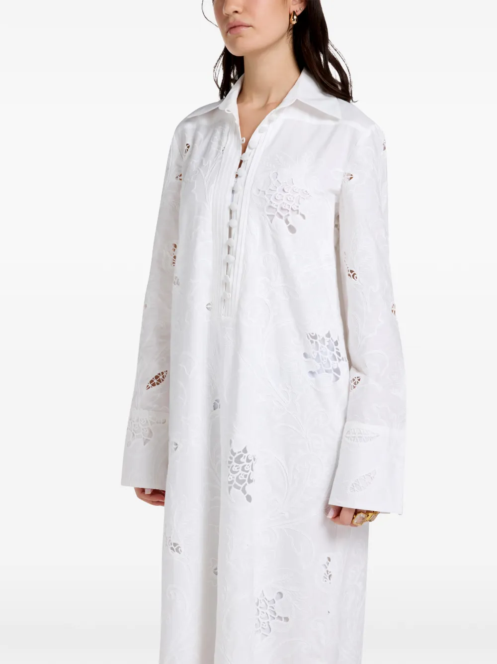 VASILIKI Lana scallop hem lace shirt dress - White