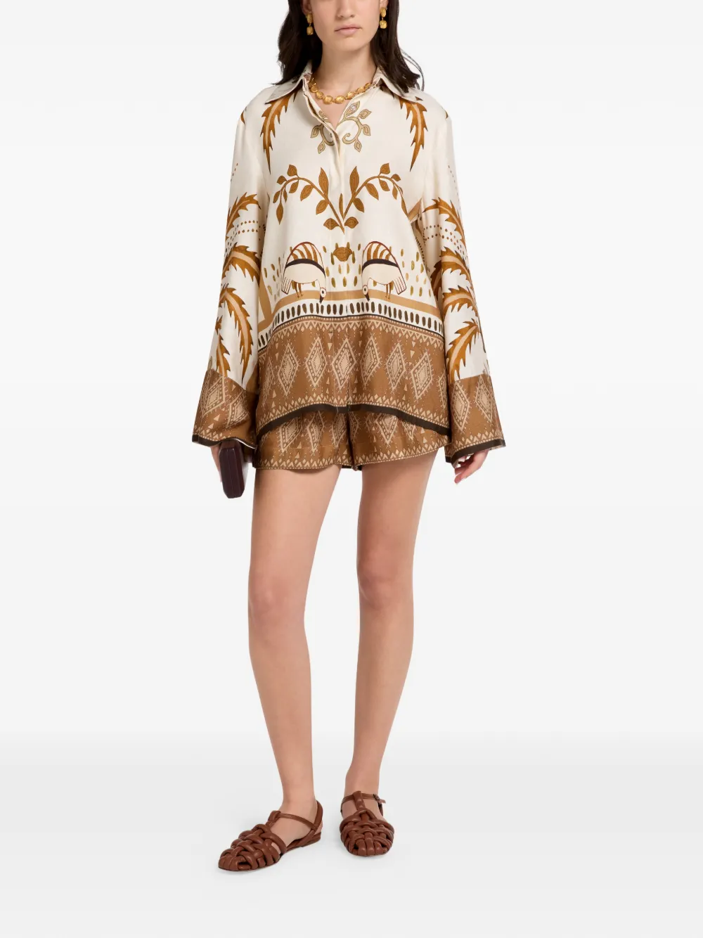 VASILIKI Bela Fonte blouse met wijde mouwen Beige