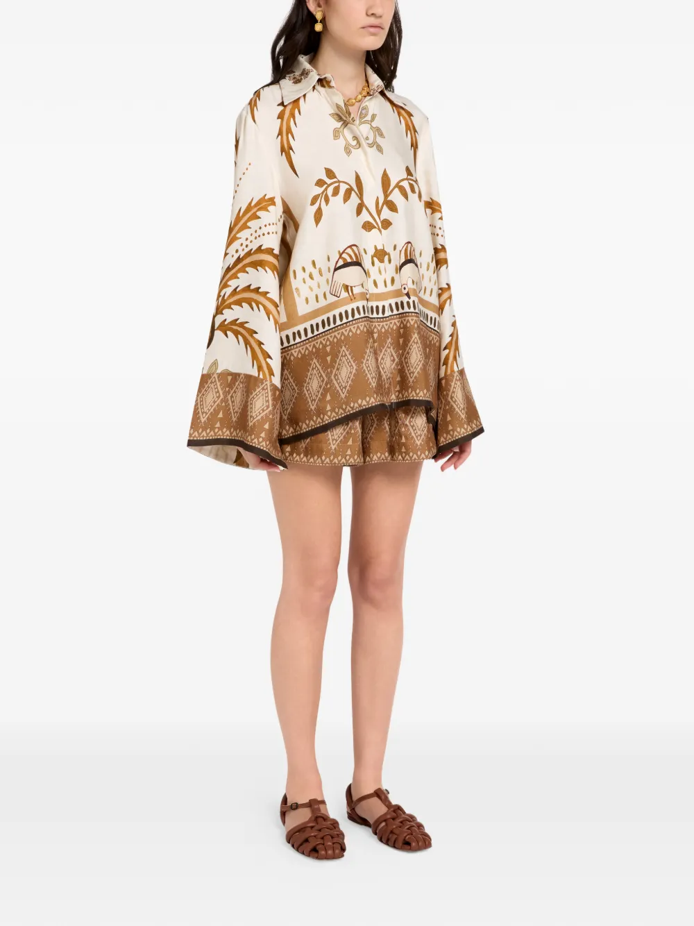 VASILIKI Bela Fonte blouse met wijde mouwen Beige