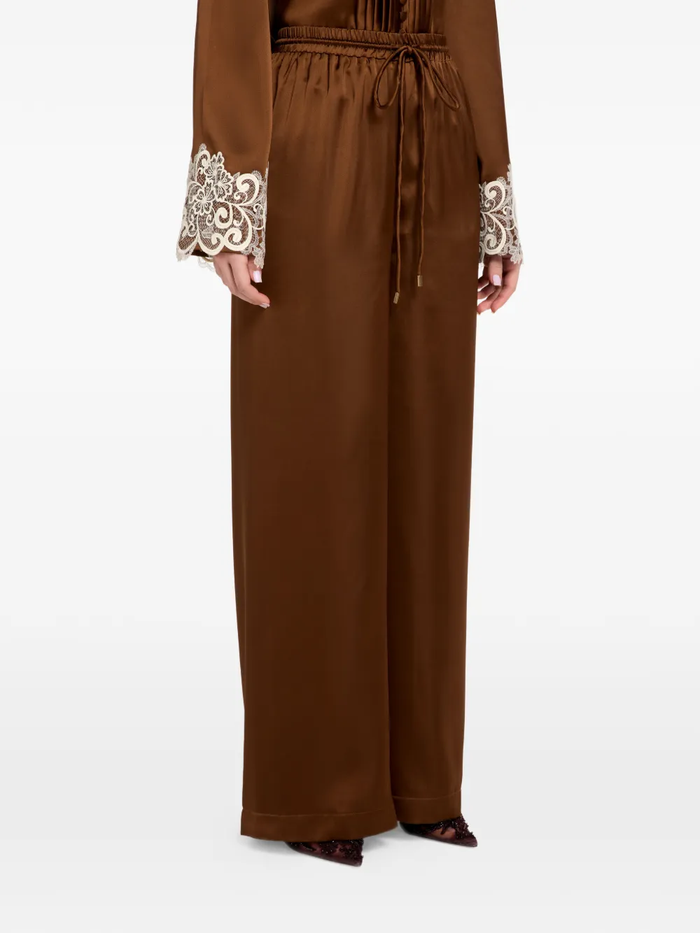 VASILIKI Haneen lace-trim trousers