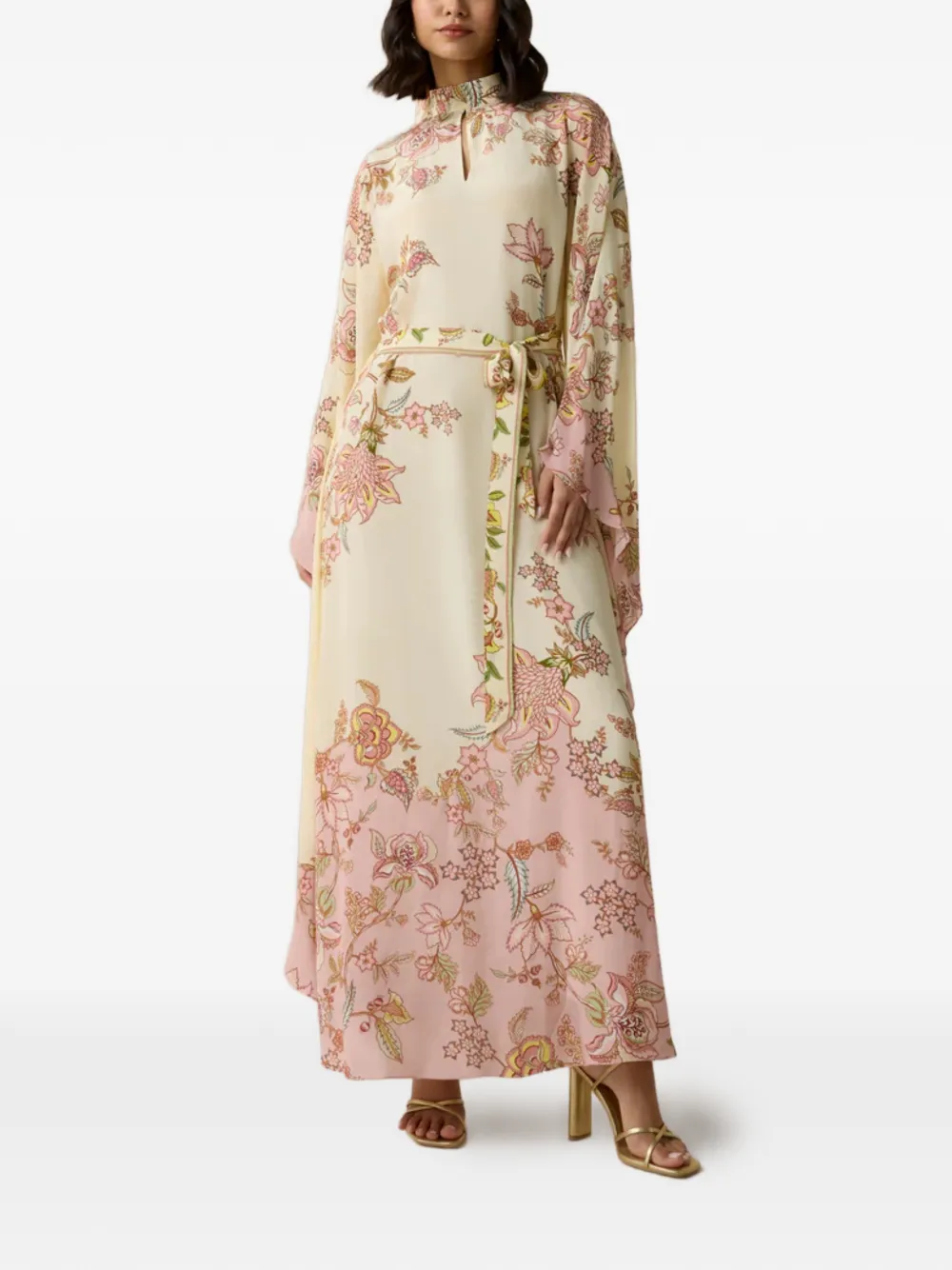 Hemant And Nandita Riah floral-print belted maxi dress - Toni neutri