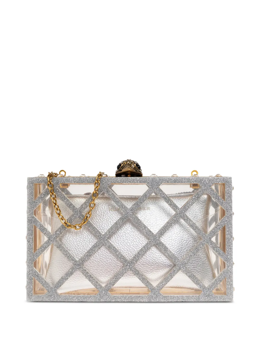 Kurt Geiger London crystal quilted box clutch bag - Argento