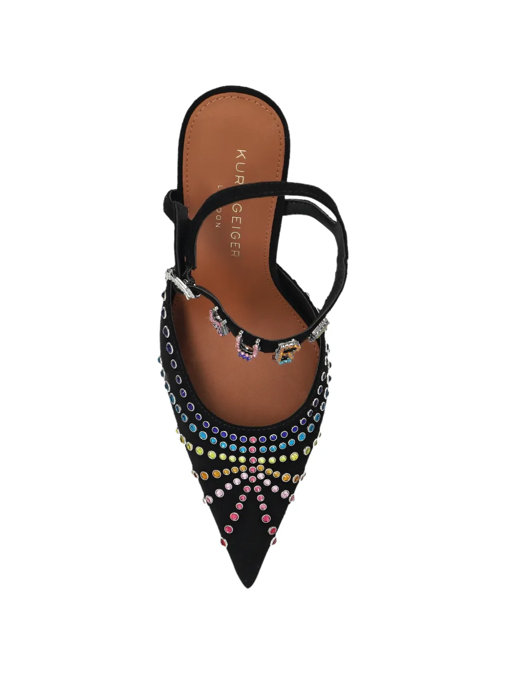 Kurt Geiger London Suède pumps met puntige neus en kristallen Zwart