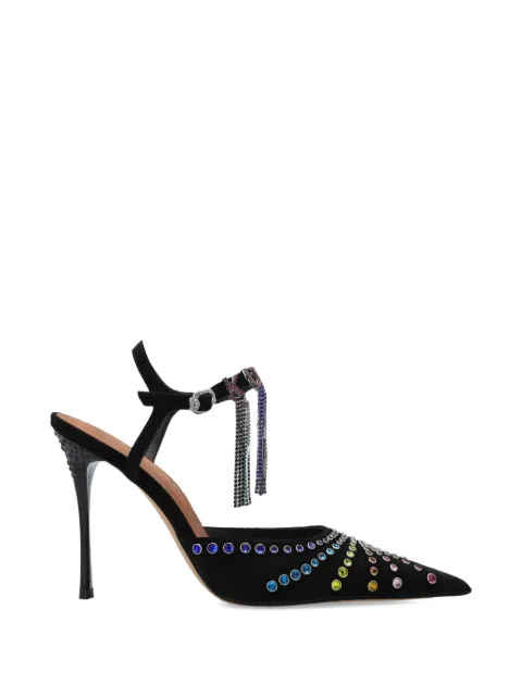 Kurt Geiger London crystal pointed suede heeled pumps