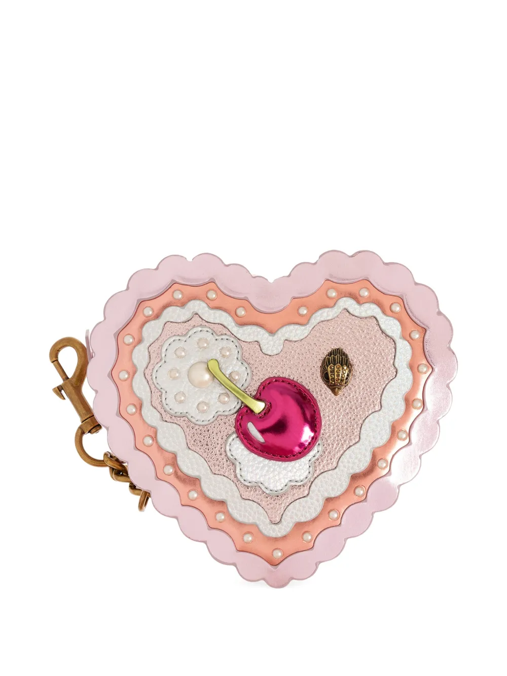 Kurt Geiger London heart-shape cherry-motif bag charm - Rosa