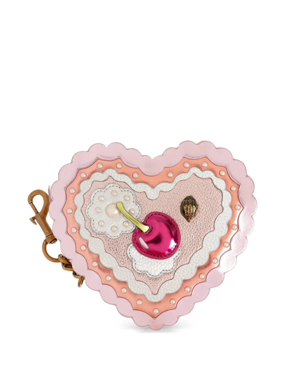 Kurt Geiger London heart-shape cherry-motif bag charm - Rosa