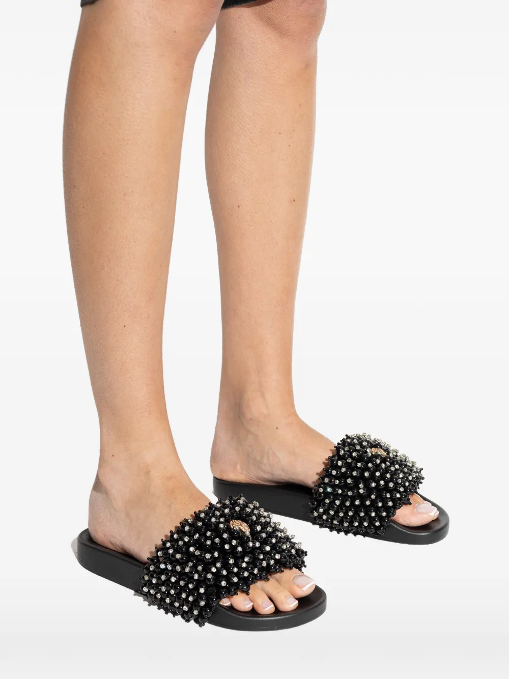 Kurt Geiger London Meena slippers met kralen en adelaardetail Zwart