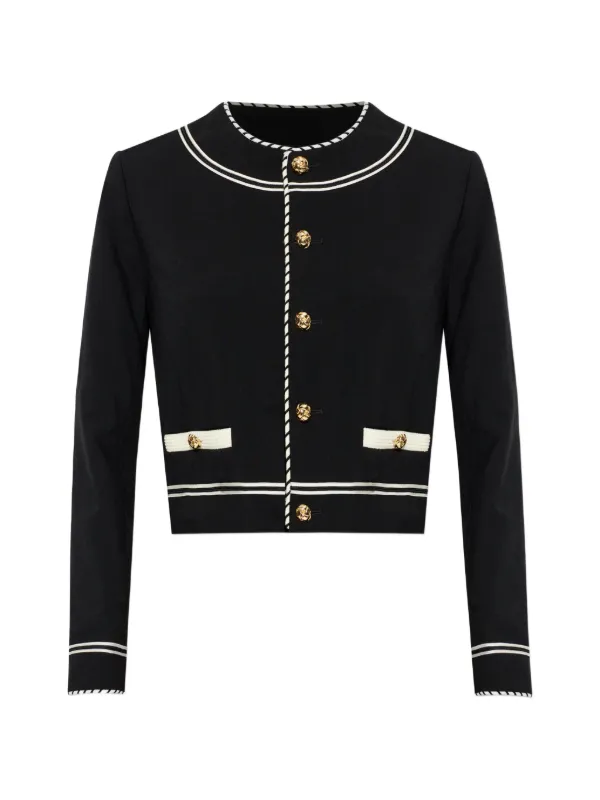 Frame Button Embellished Jacket in Black