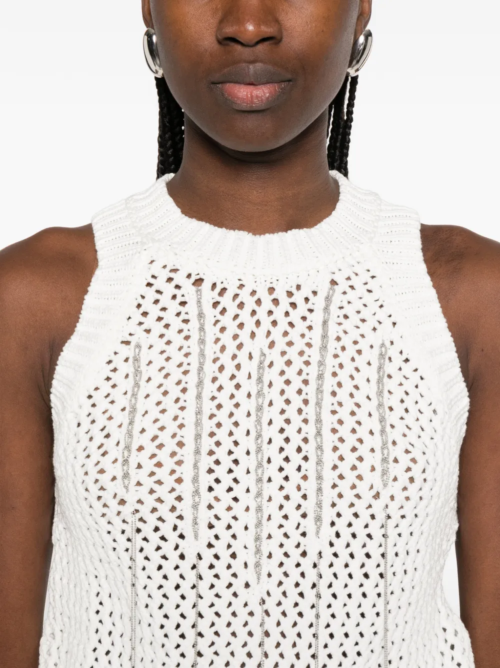 Peserico Opengebreid vest Wit
