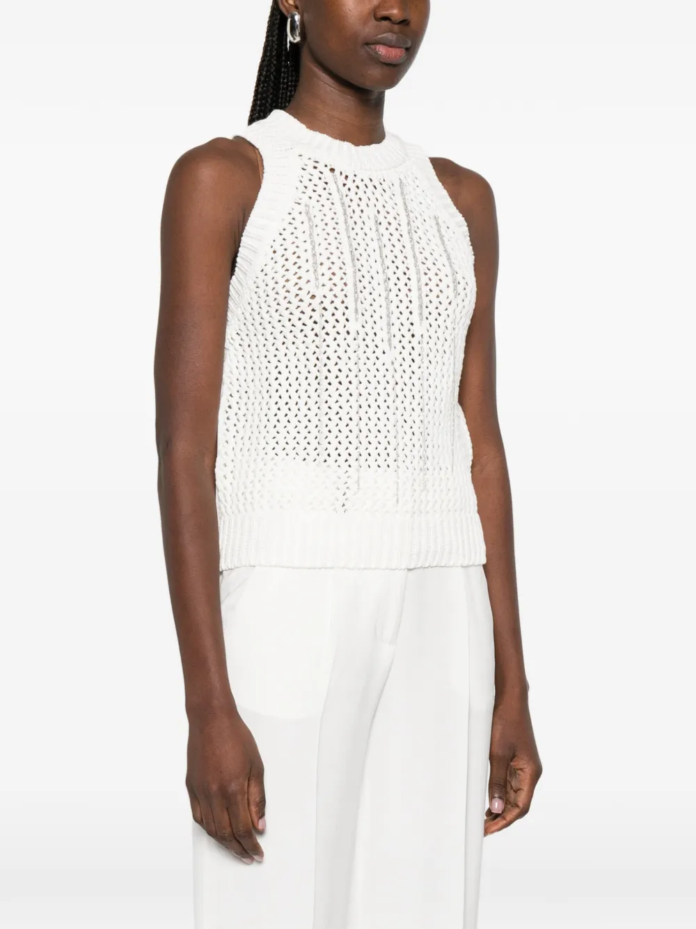  Peserico Open-knit Vest - White 