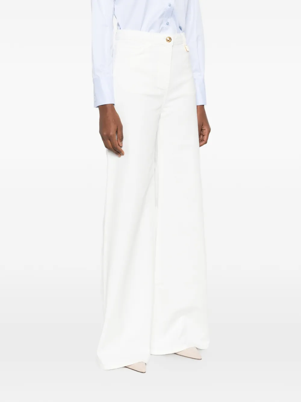 Elisabetta Franchi Jeans met wijde pijpen Wit