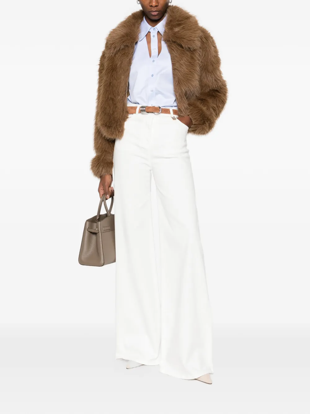 Elisabetta Franchi Jeans met wijde pijpen Wit