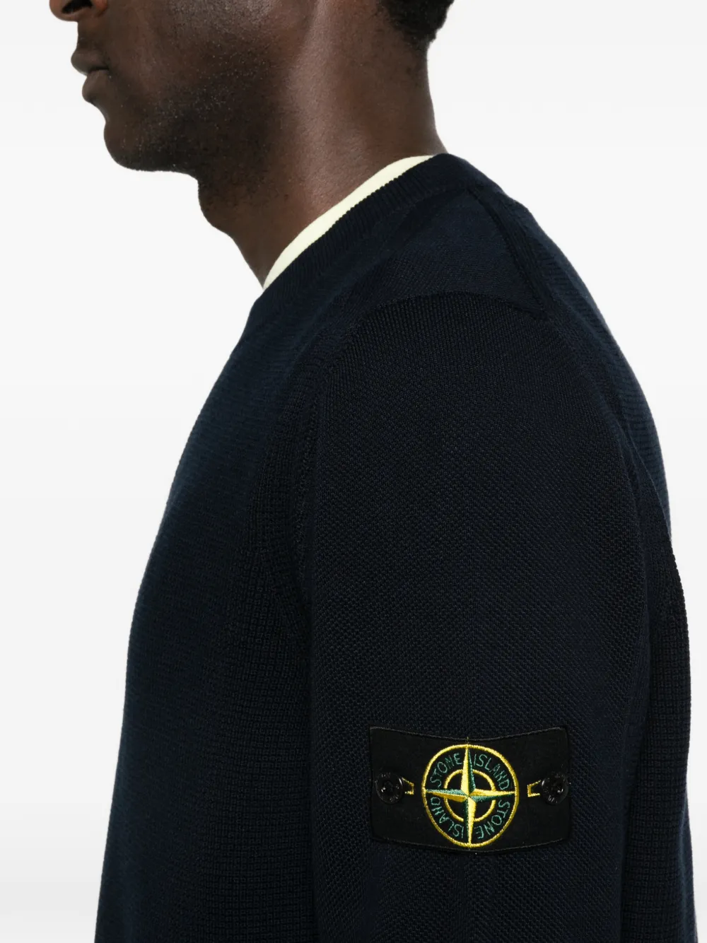 Stone Island 5100029 trui van biologisch katoen met stiksels Blauw
