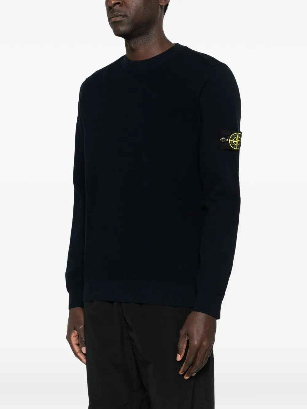  Stone Island Crew-neck Logo-patch Sweater - Blue 