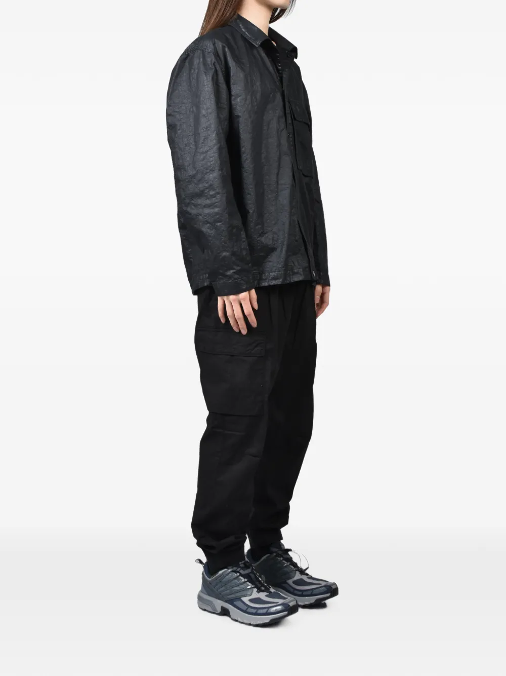 Stone Island Overhemd met geverfd effect en drukknoop Zwart