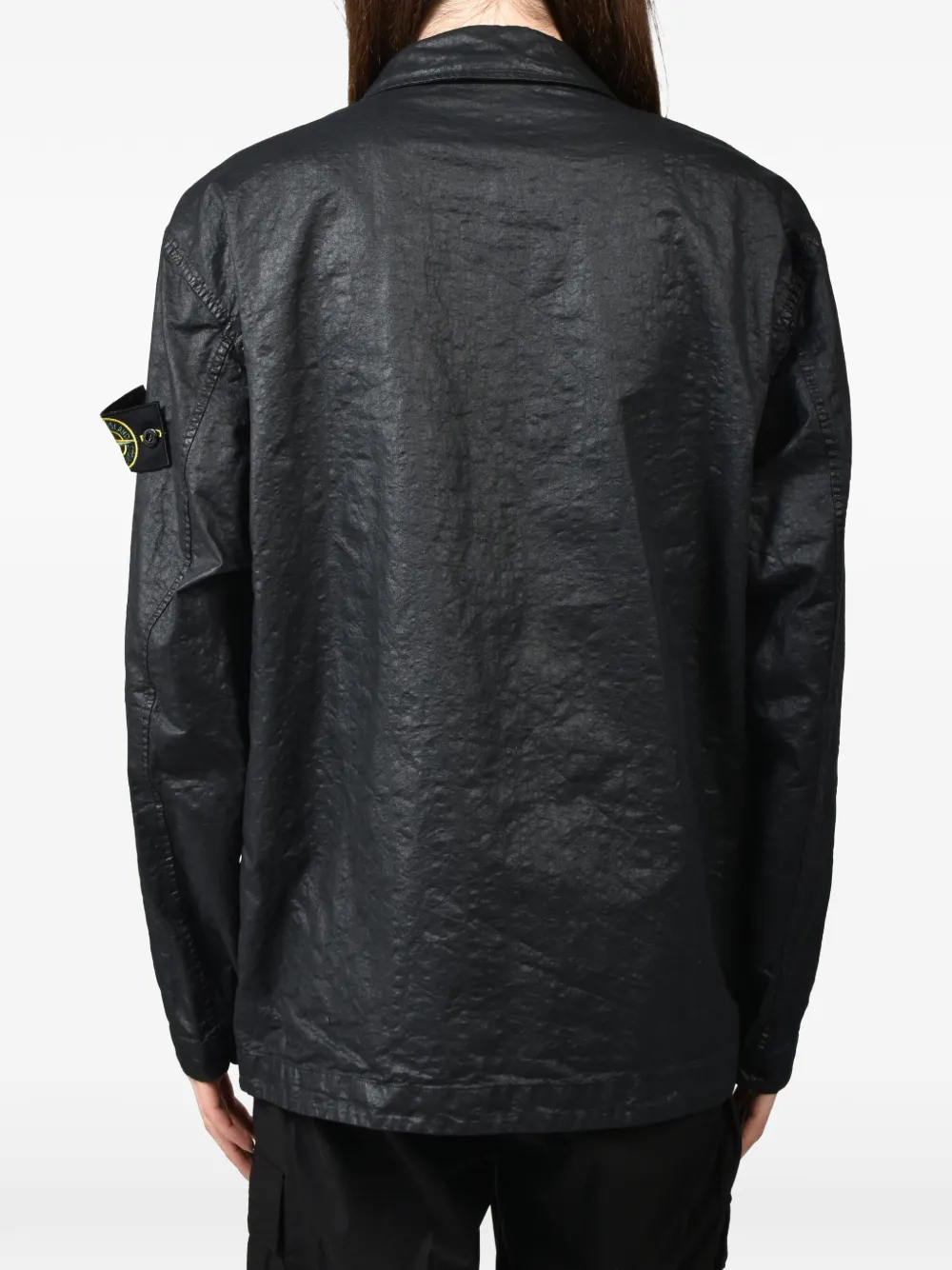 Stone Island Overhemd met geverfd effect en drukknoop Zwart