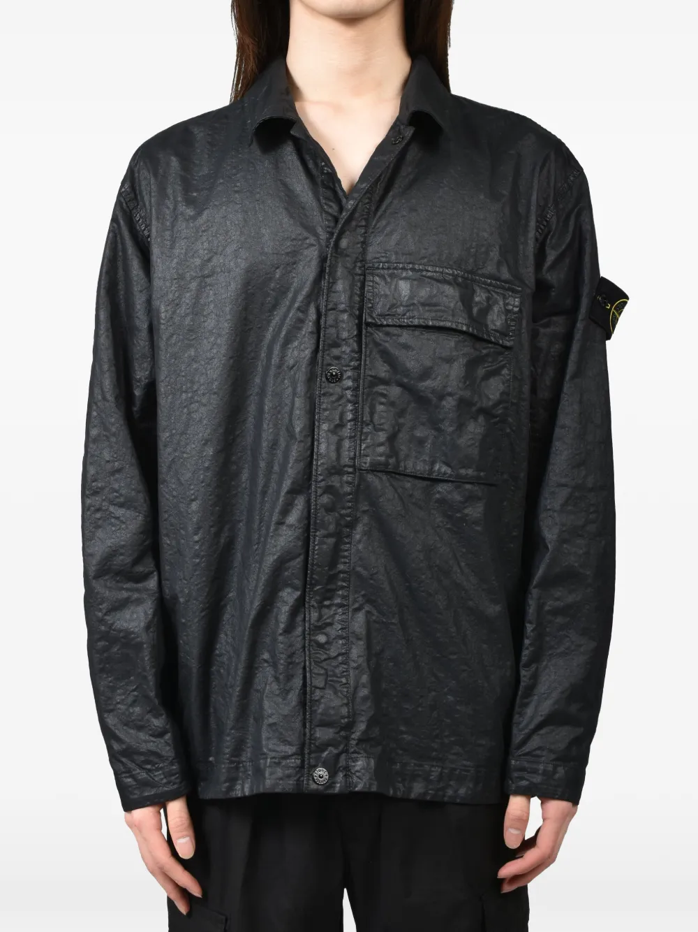 Stone Island Overhemd met geverfd effect en drukknoop Zwart