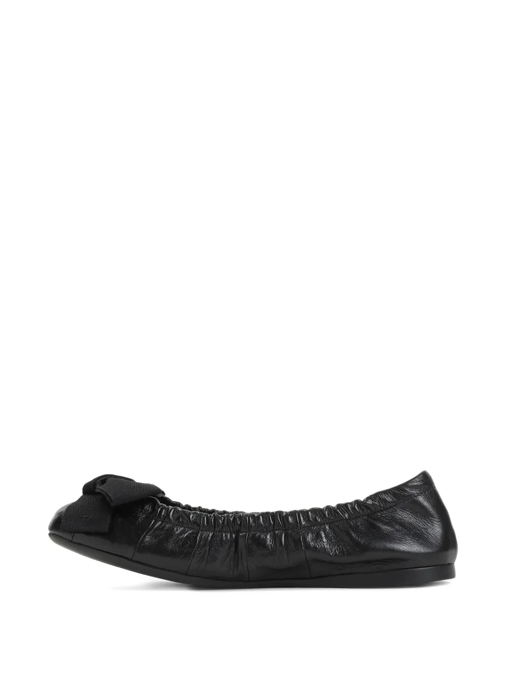 Prada bow-detail wrinkled-effect ballet flats Zwart