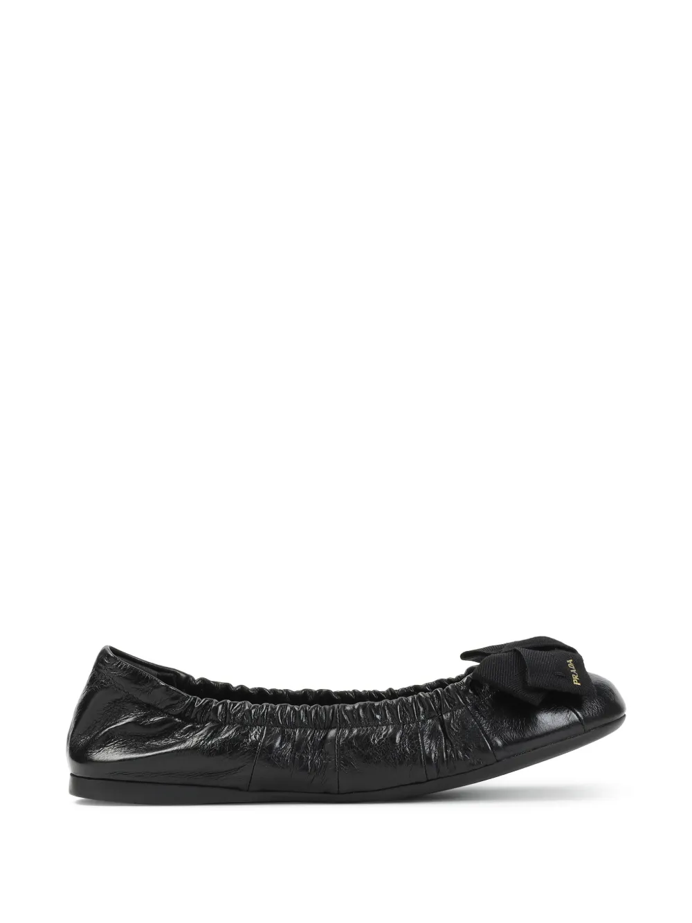 Prada bow-detail wrinkled-effect ballet flats - Nero