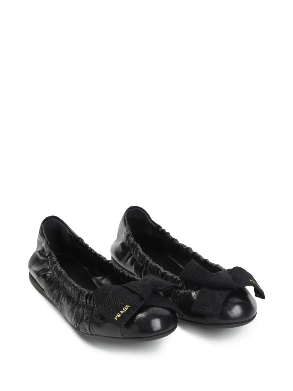 Prada Ballerina's met gekreukt effect en strikdetail Zwart