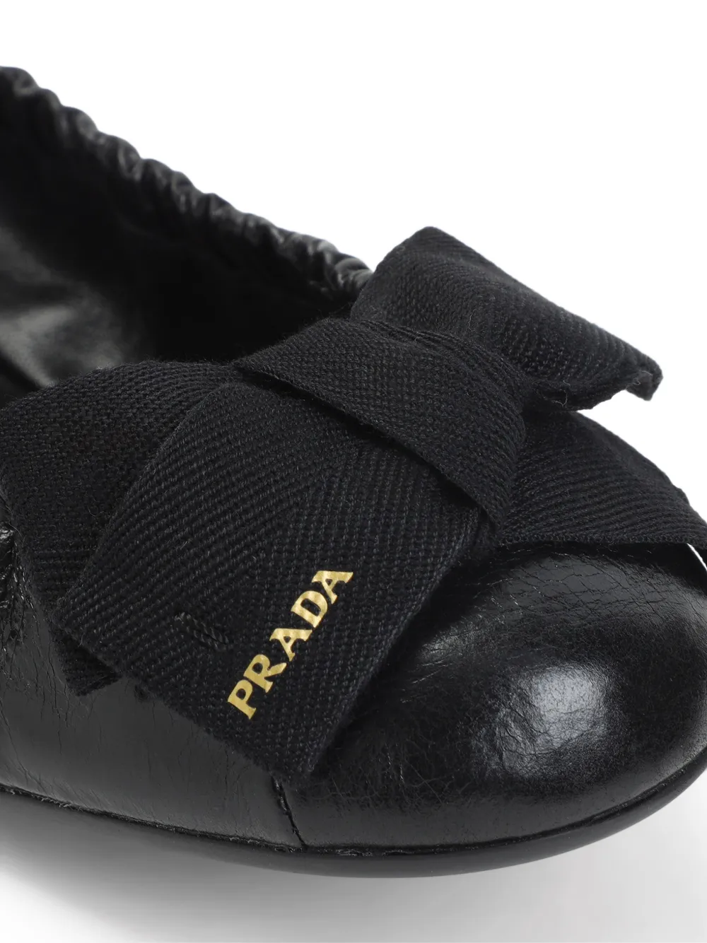 Prada Ballerina's met gekreukt effect en strikdetail Zwart