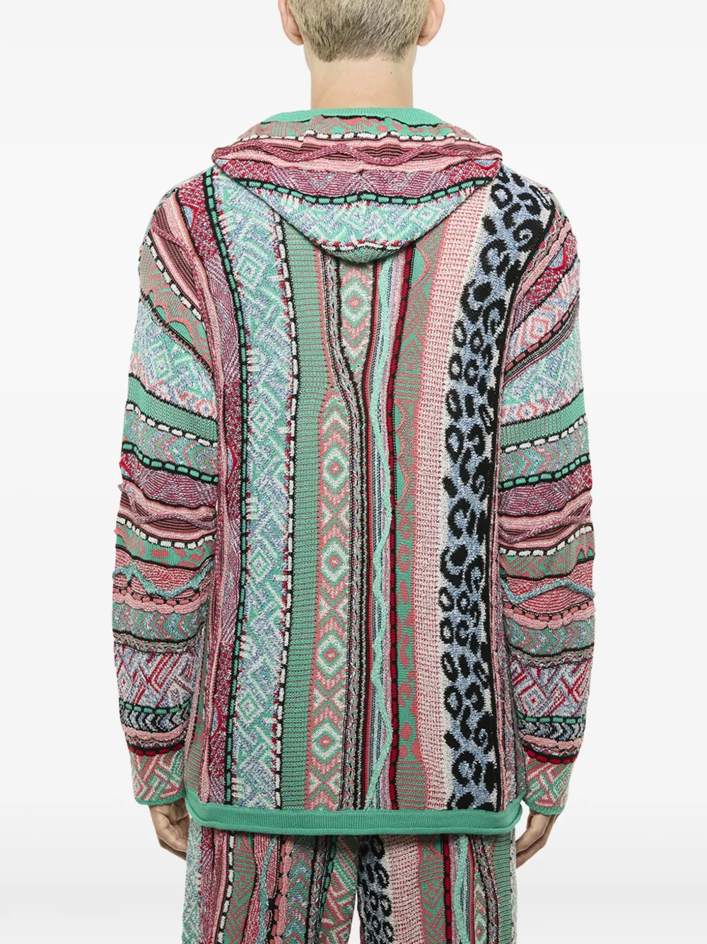 Laneus Hoodie met patroon en V-hals Groen