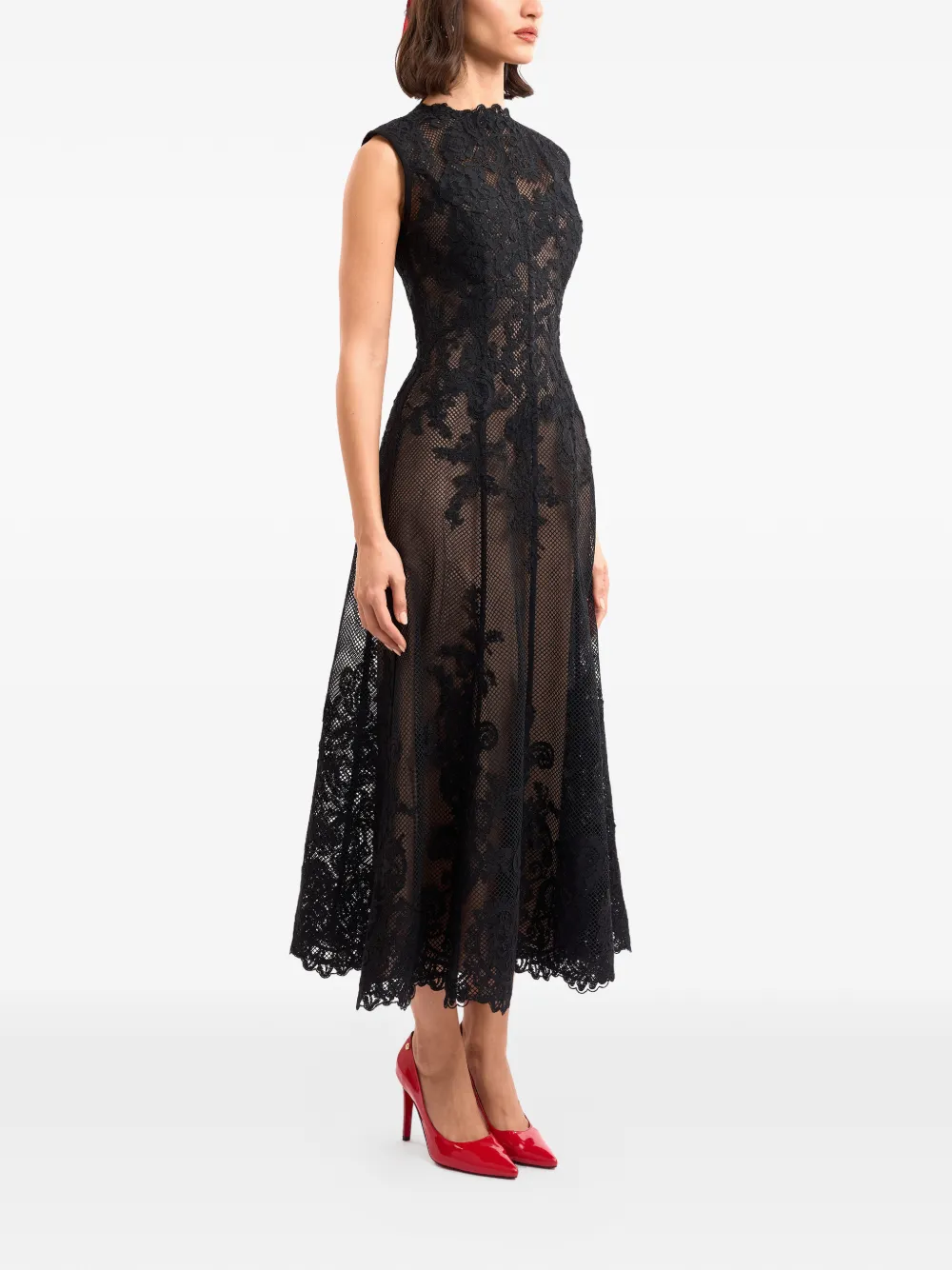 Gemy Maalouf embroidered sleeveless midi dress - Zwart