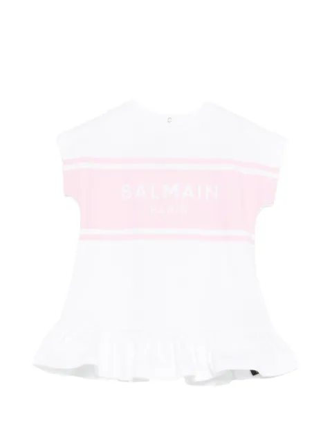 Balmain Kids vestido con dobladillo de volantes