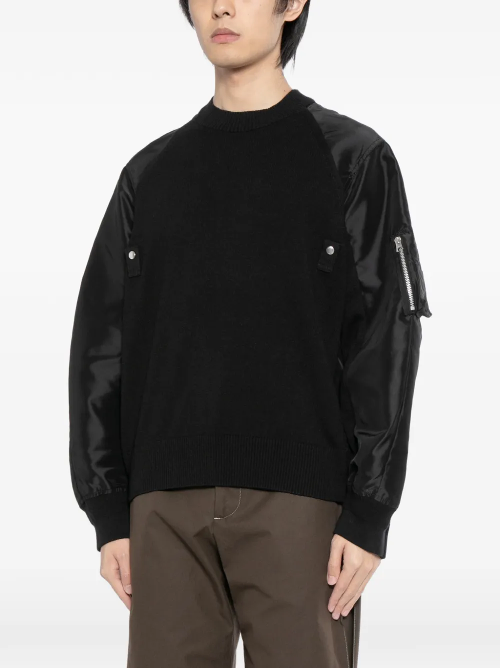 sacai Sponge sweater Zwart
