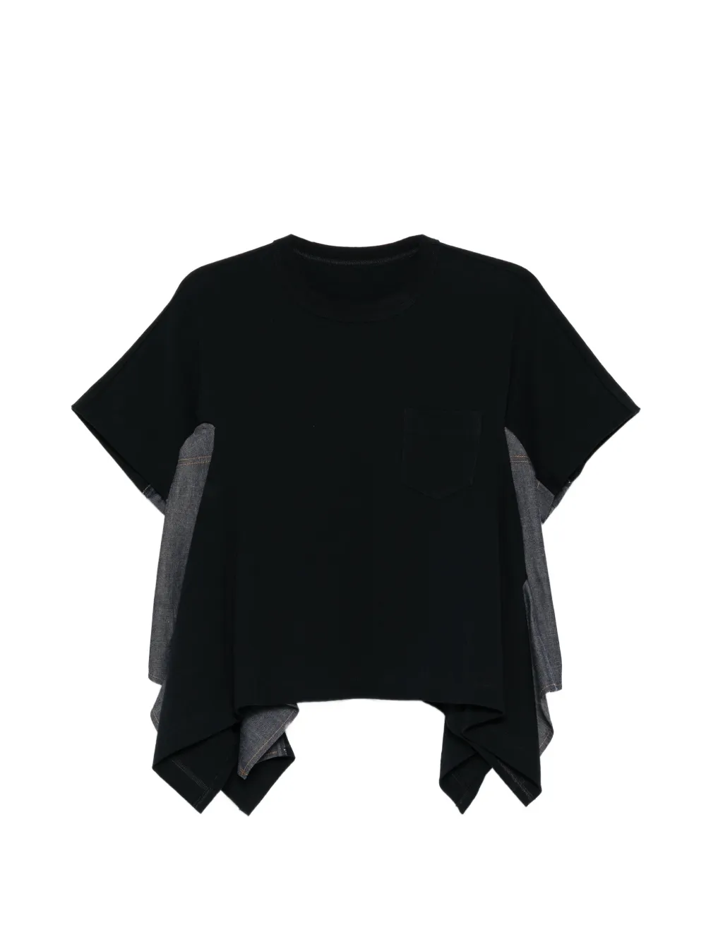 sacai exposed-seam cotton T-shirt - Blu