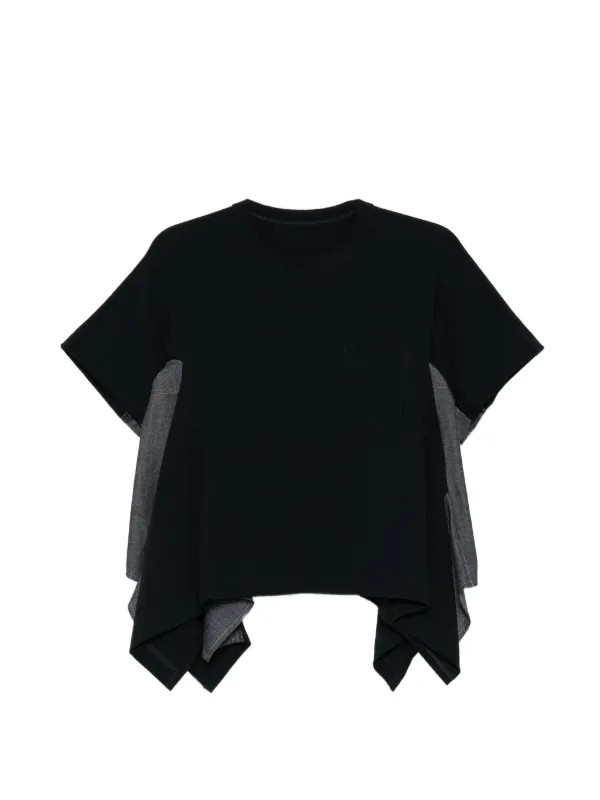 Sacai Exposed-seam Cotton T-shirt in Blue