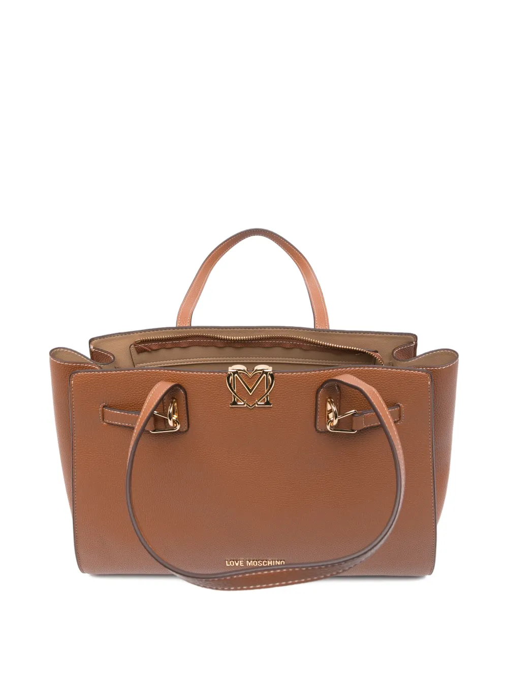 Love Moschino Shopper met logo gesp Bruin