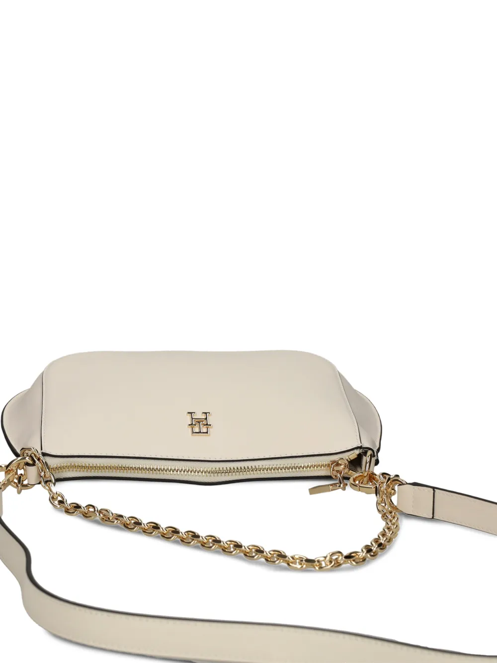 Tommy Hilfiger Schoudertas met logo en ketting Beige