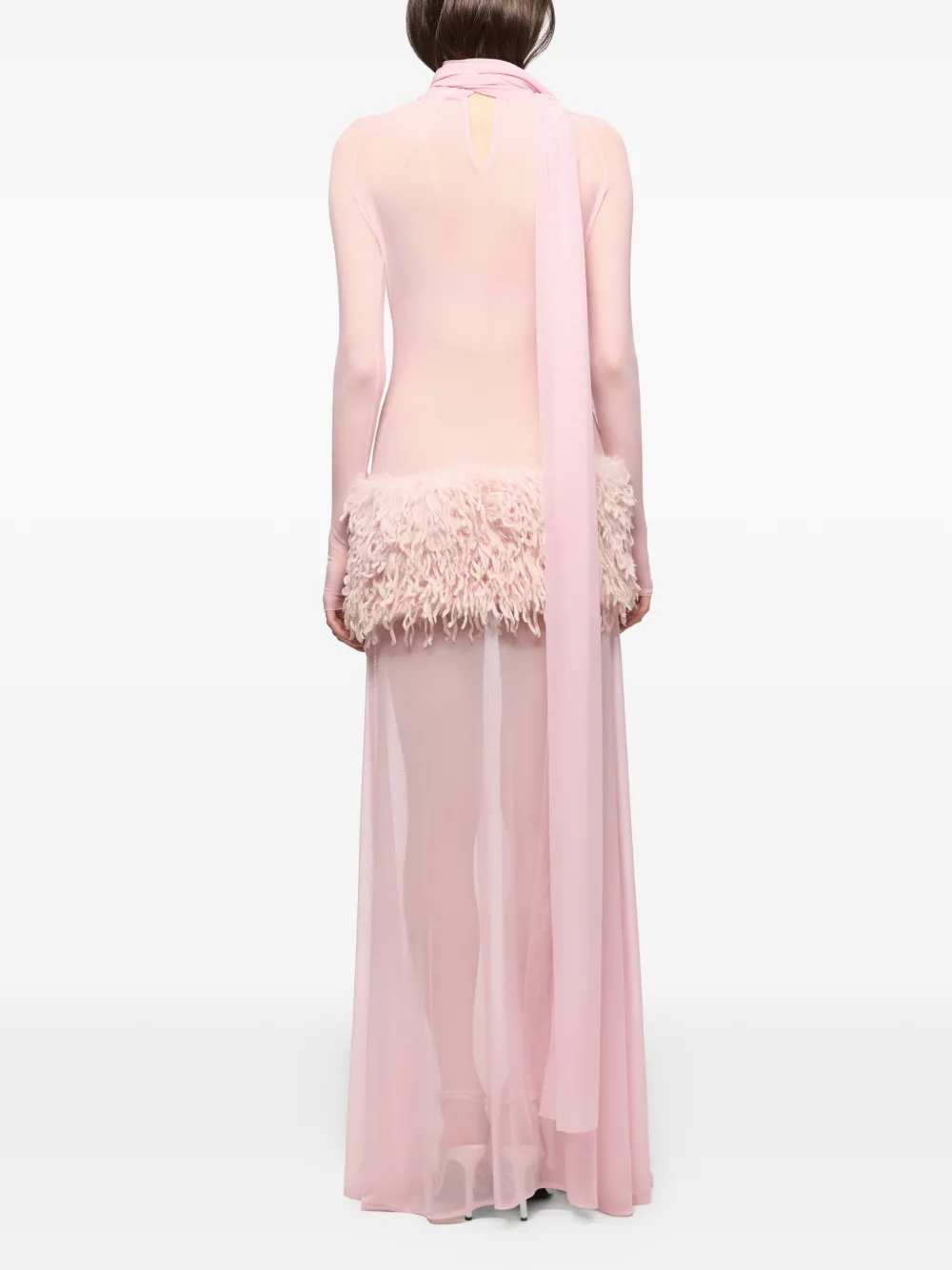 Atu Body Couture Maxi-jurk met veren sjaal Roze
