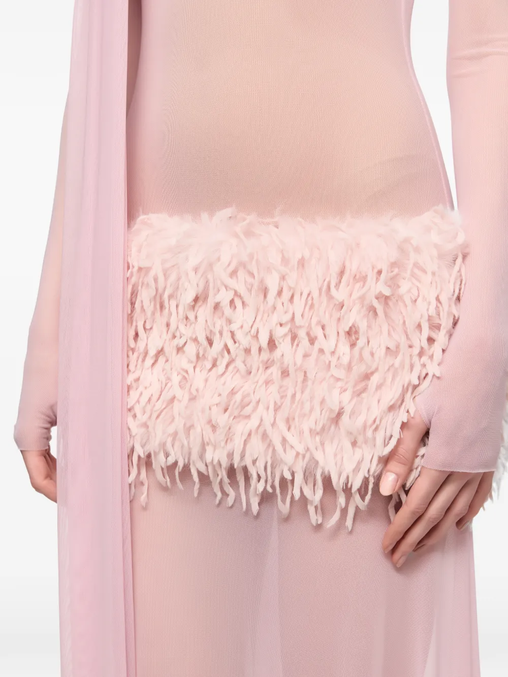 Atu Body Couture Maxi-jurk met veren sjaal Roze