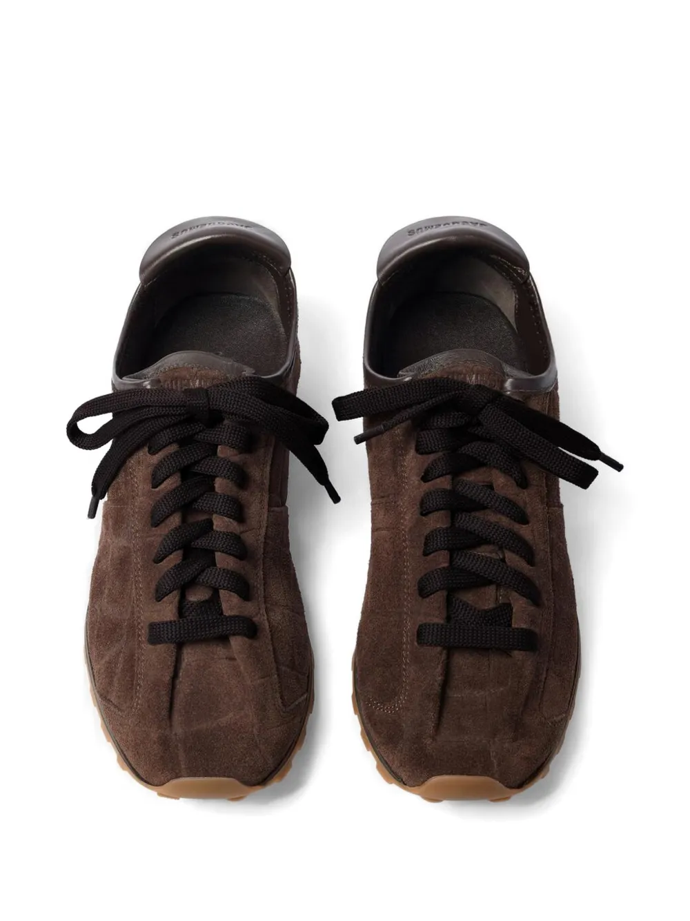 Jacquemus The Tennis croc-effect suede sneakers Bruin
