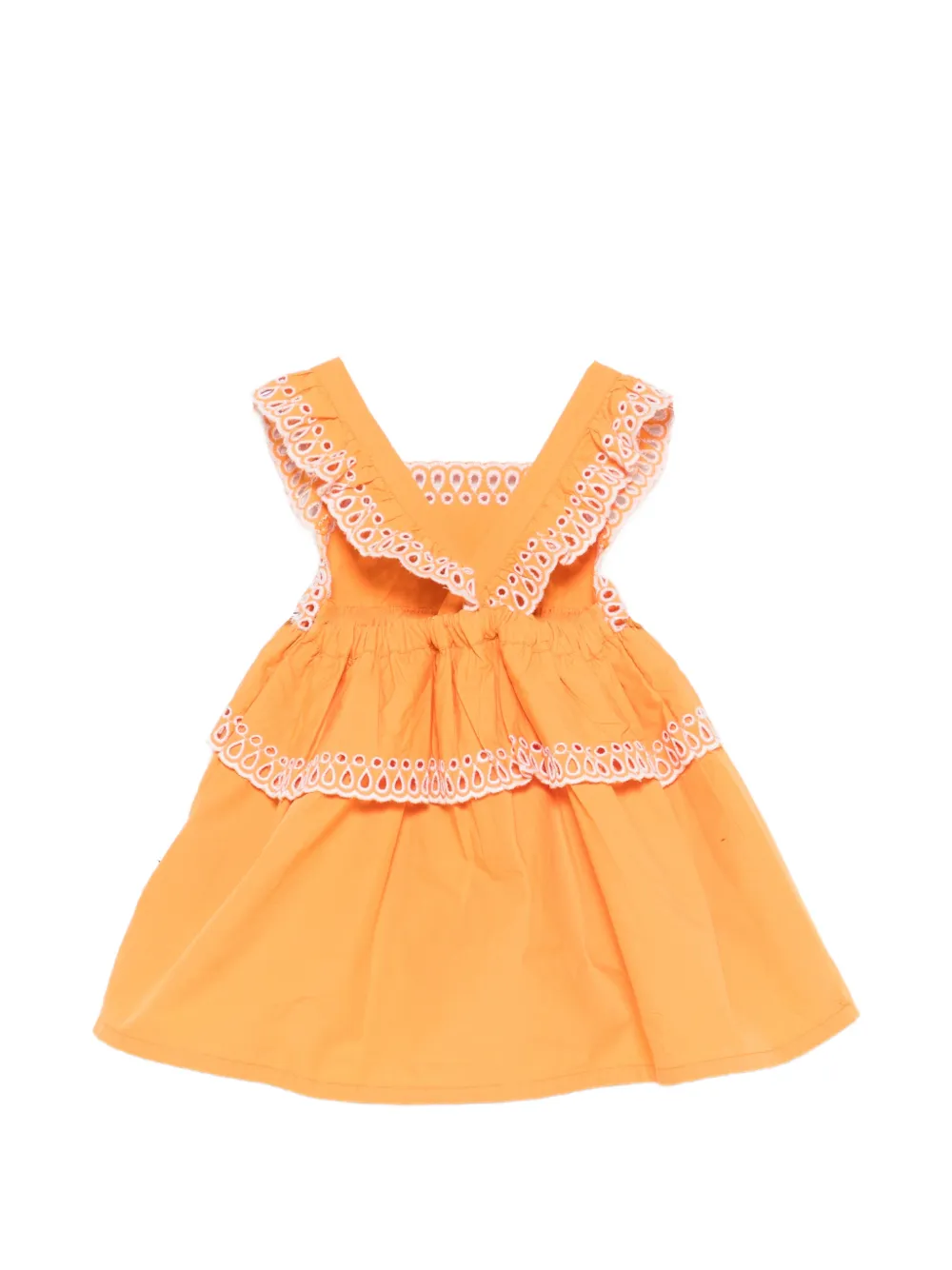 Stella McCartney Kids Jurk met broderie anglaise Oranje