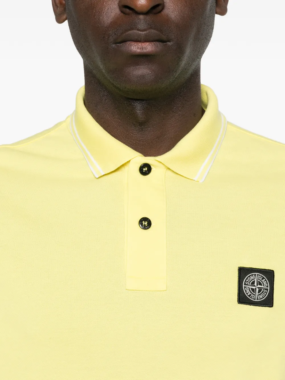 Stone Island 2200010 katoenen piqué stretch poloshirt Geel