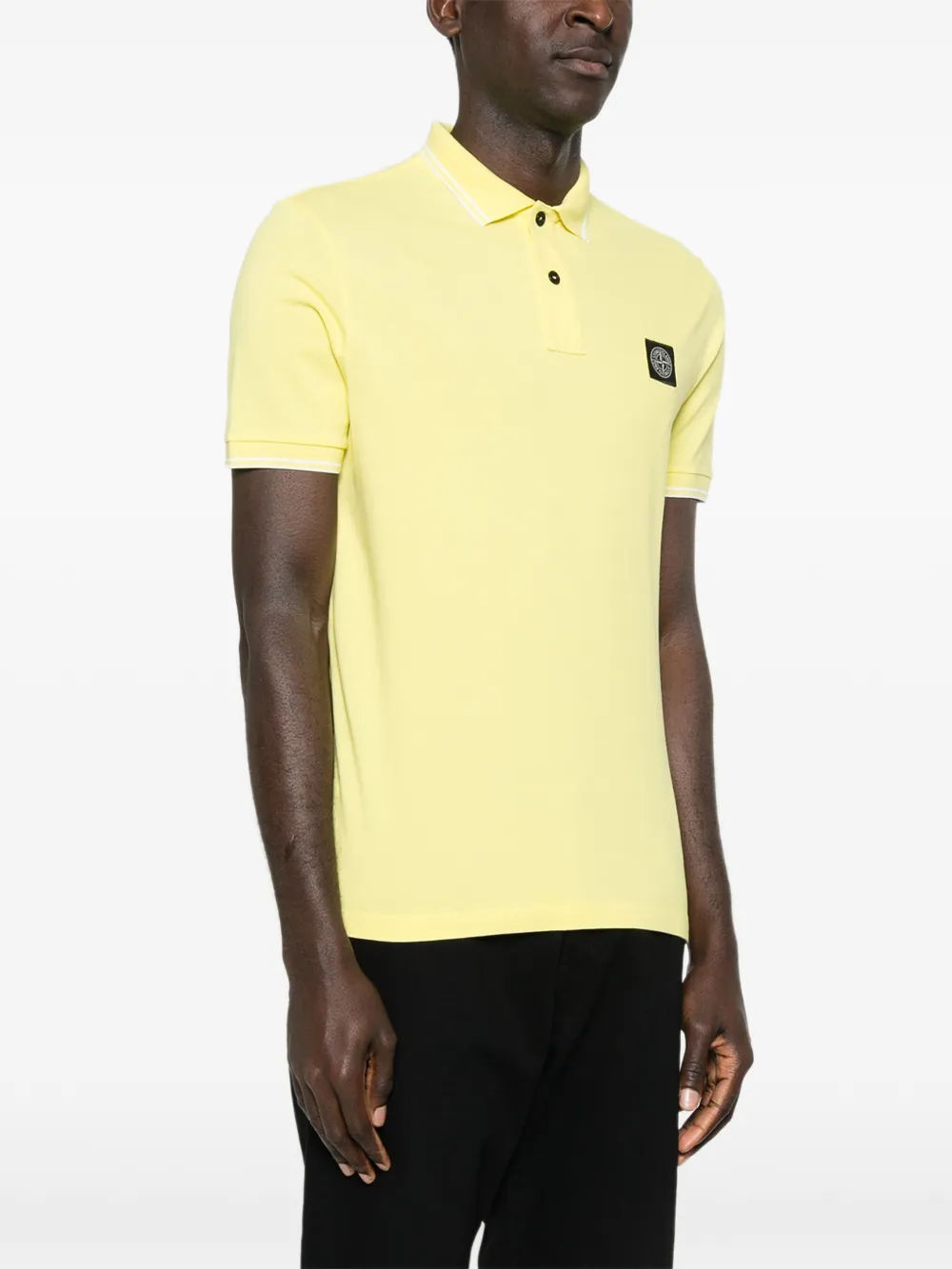 Stone Island 2200010 katoenen piqué stretch poloshirt Geel