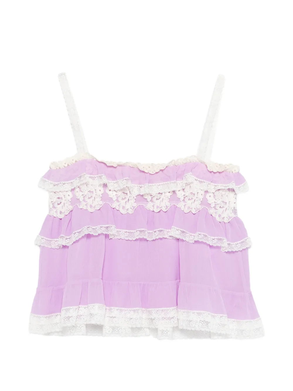Alberta Ferretti ruffled lace top - Viola