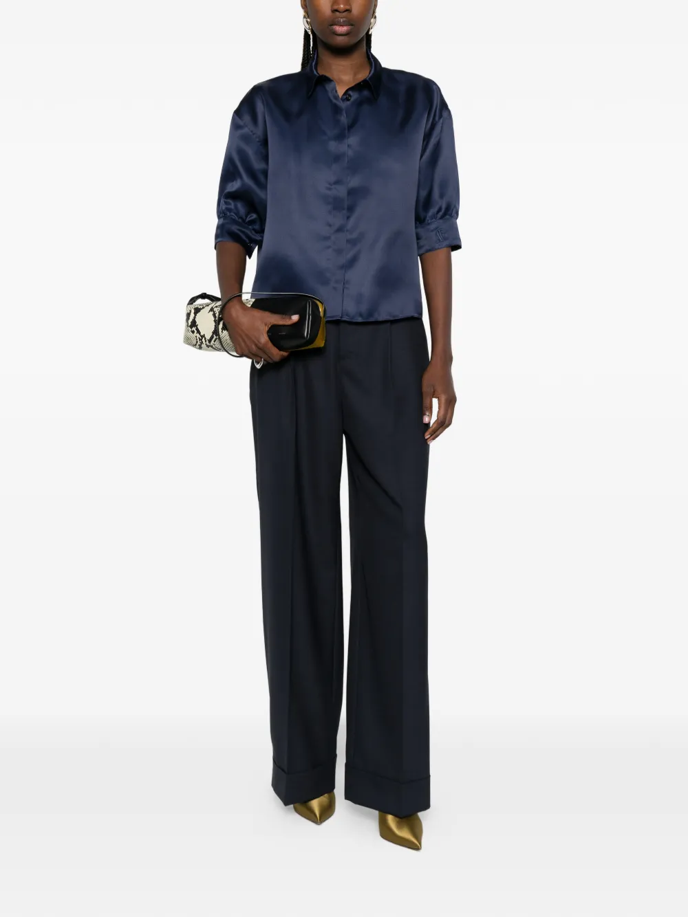 Alberta Ferretti blouse met korte mouwen Blauw