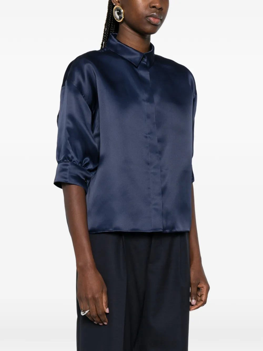 Alberta Ferretti blouse met korte mouwen Blauw