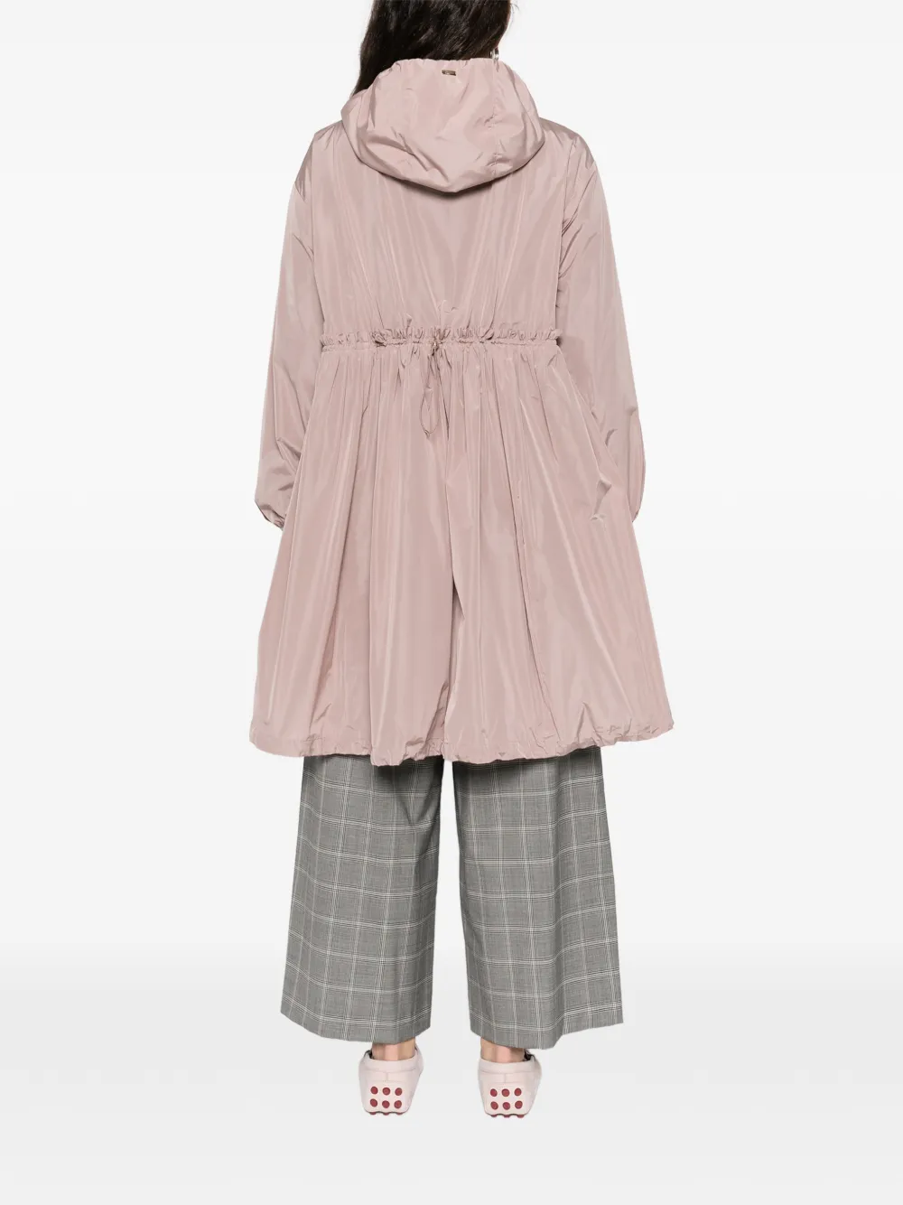 Herno Parka met capuchon en ruches Roze